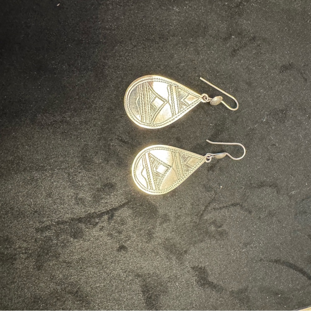 Gold Artisanal Teardrop Earrings with Matte Finish